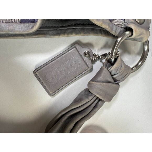 Coach Purple Silver Signature Canvas Hand Shoulder Tote Bag Purse Leather Trim - Picture 13 of 13